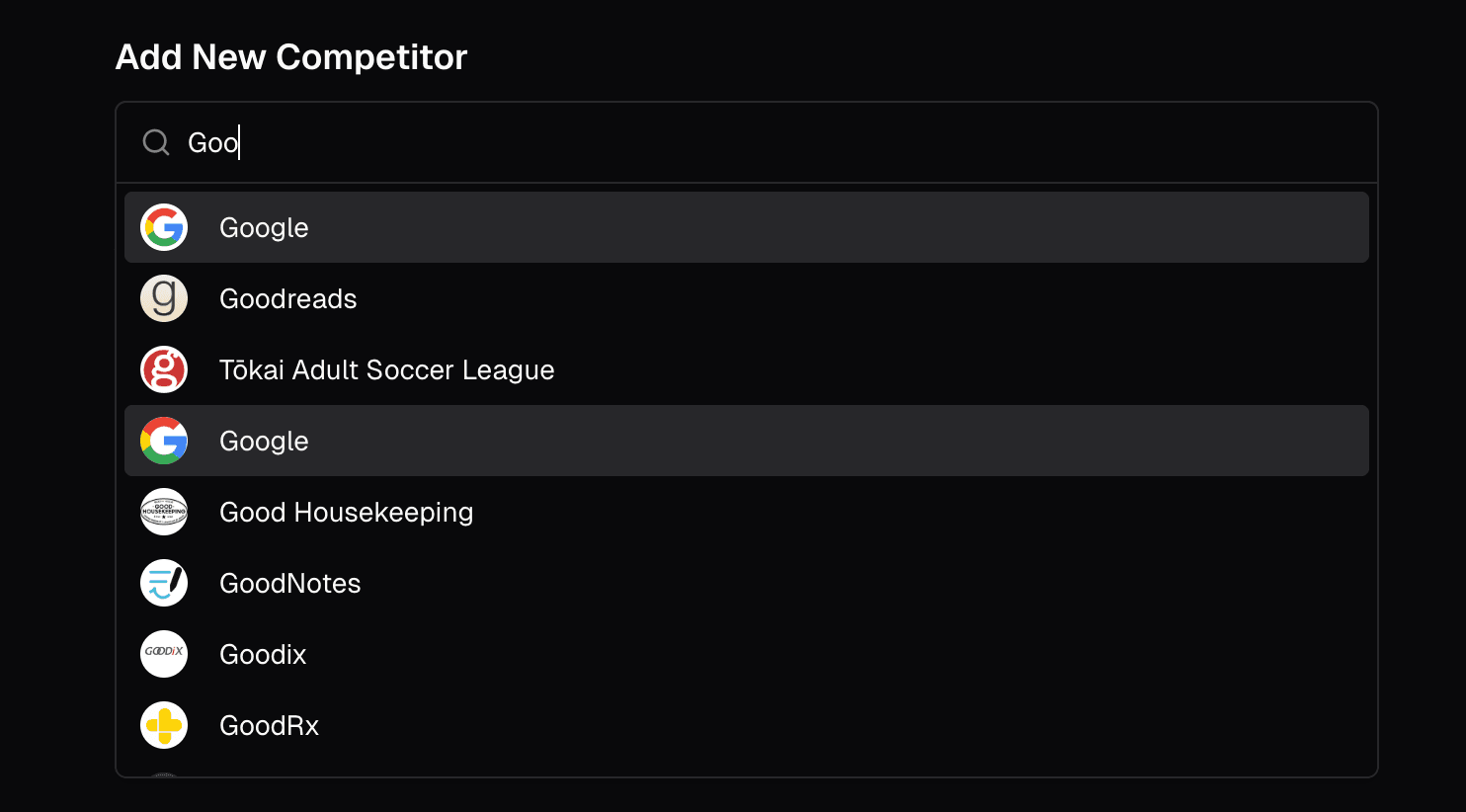 Add Competitor